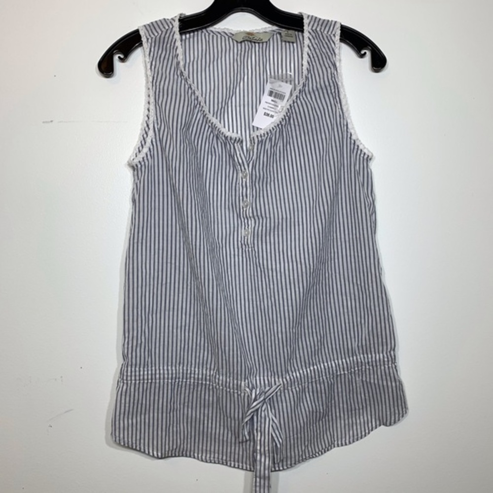 Bob Timberlake sleeveless chambray striped‎ shirt